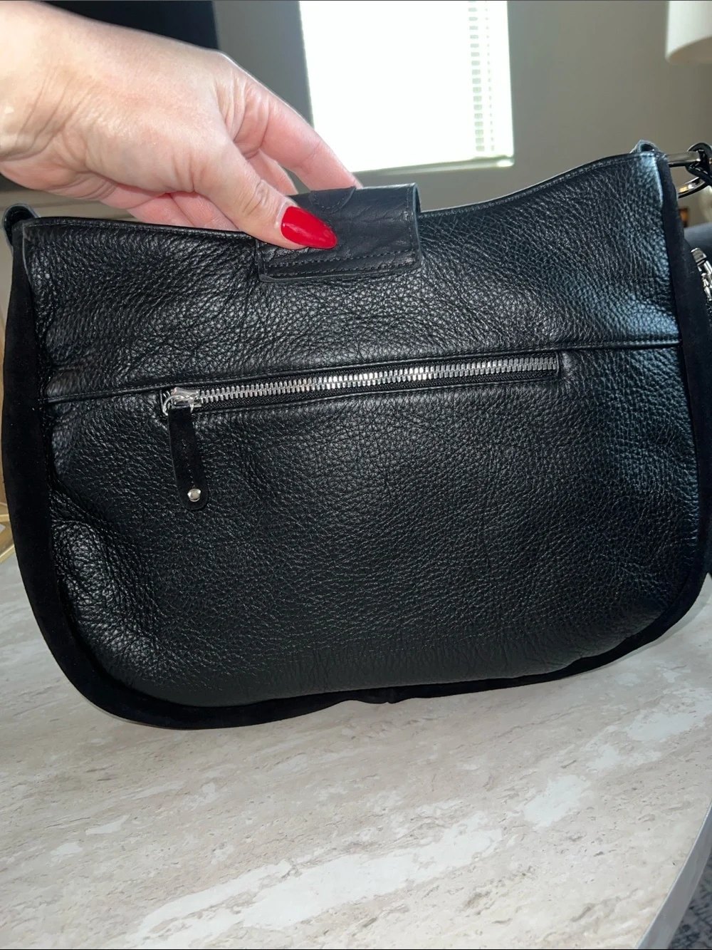 SAS Black Suede Shoulder Crossbody Bag